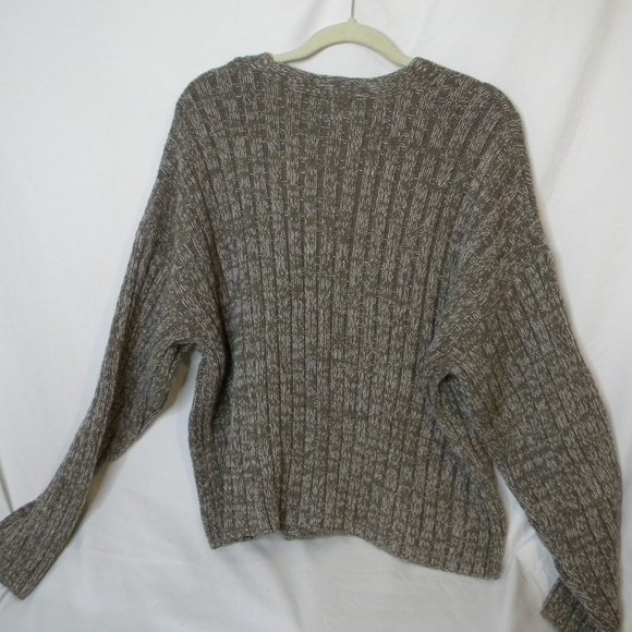 A New Day Sweater Brown White 4 Button Cable Cardigan Chunky Coastal Size XXL - Picture 2 of 3